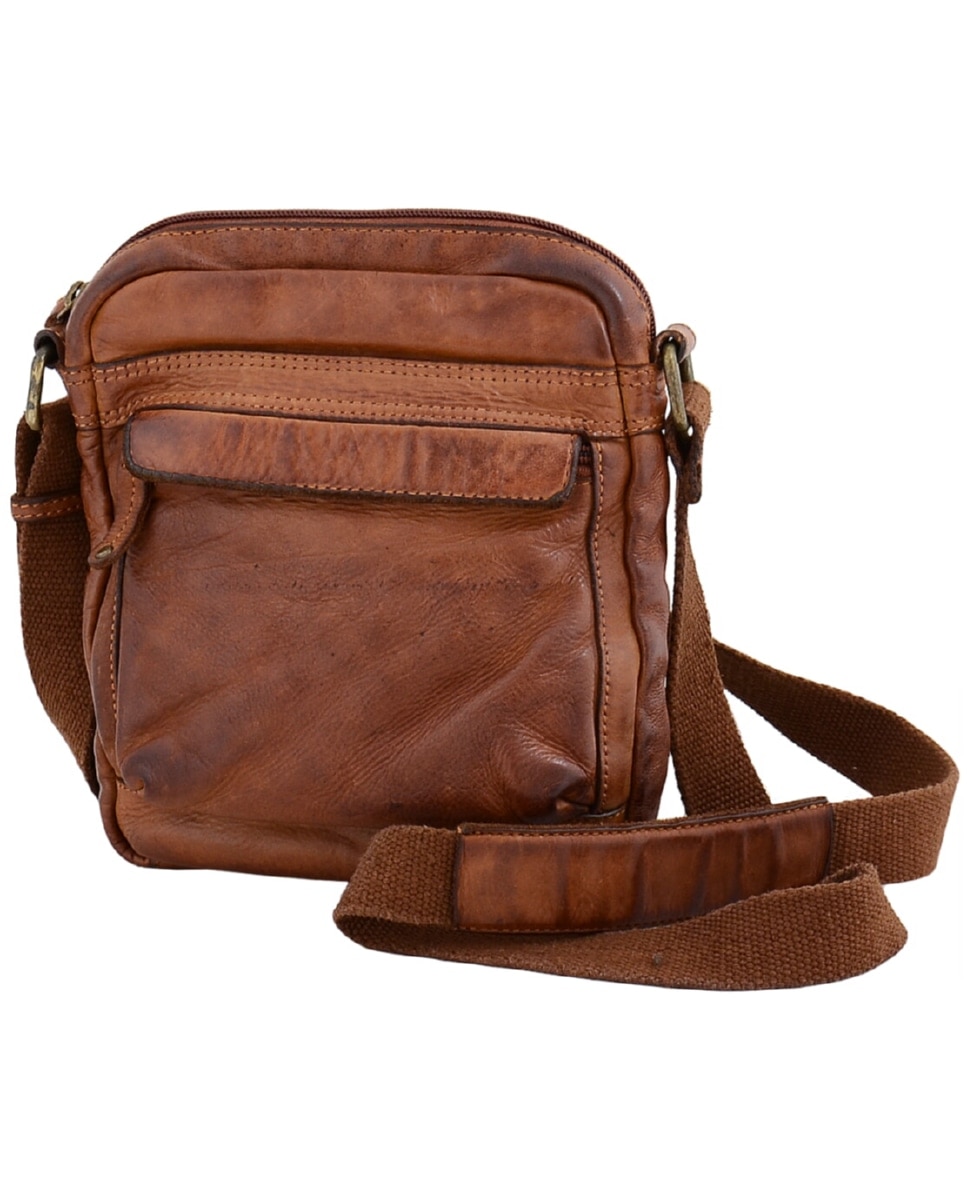 Imagem 0 de Bolsa de Homem OSLO em pele de curtimenta vegetal lavada em Camel