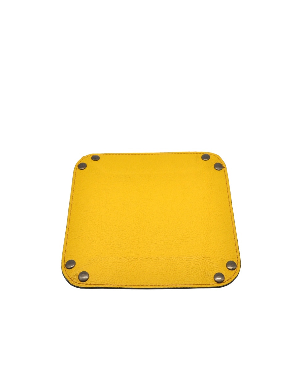 Despeja bolsos de pele em mostarda Mostarda-2