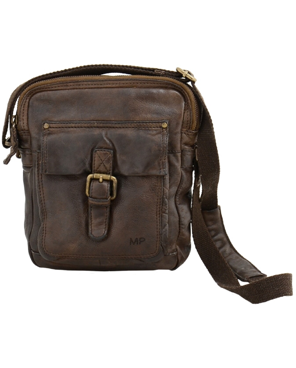 Imagem 0 de Bolsa de Homem OSLO em pele de curtimenta vegetal lavada em Castanho
