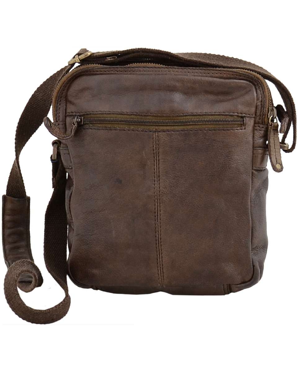 Bolsa de Homem OSLO em pele de curtimenta vegetal lavada em Castanho Castanho-2