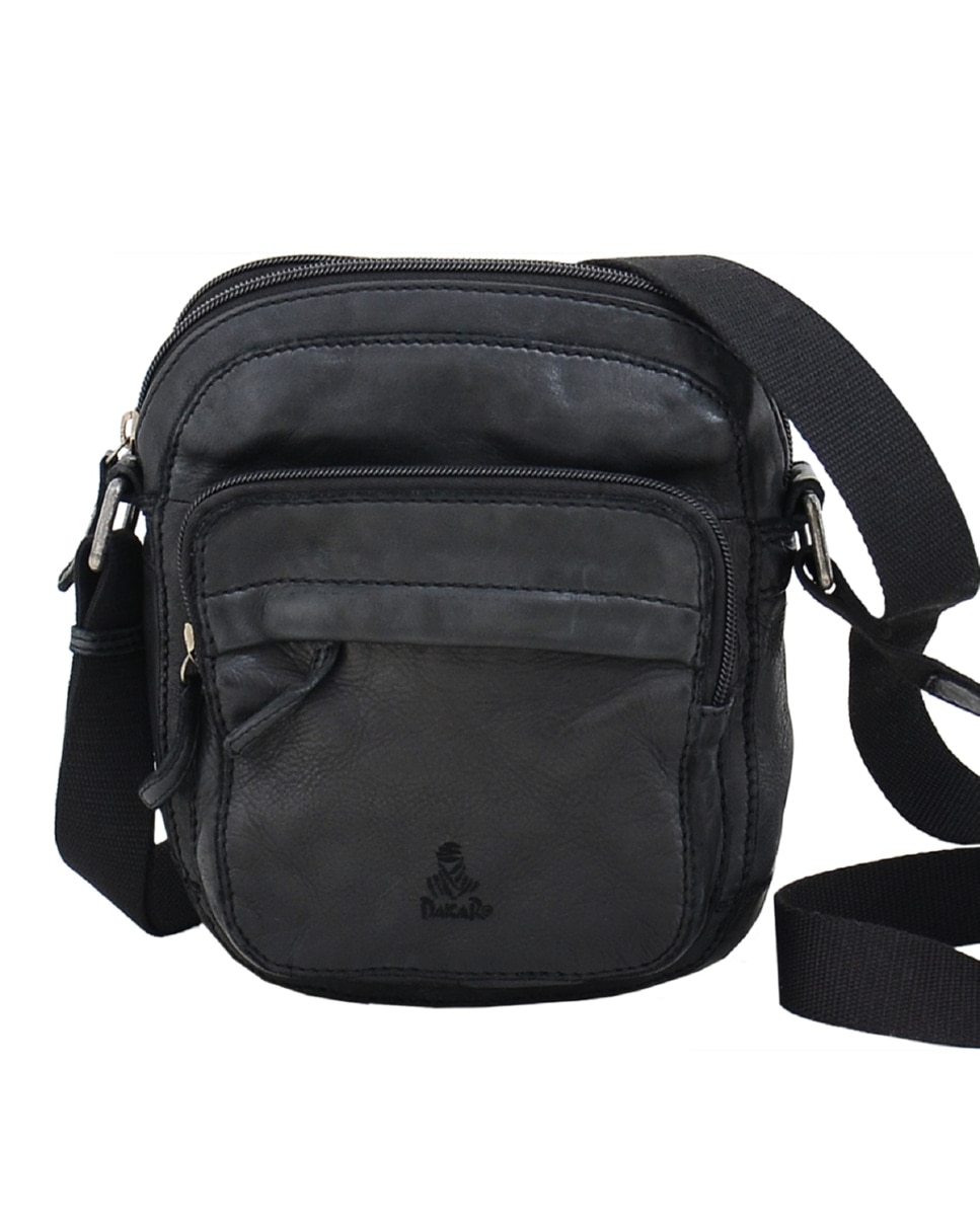 Bolsa de Homem DAKAR Wash em pele de bovino, curtimenta semivegetal lavada com acabamento vintage, em Preto Preto-1