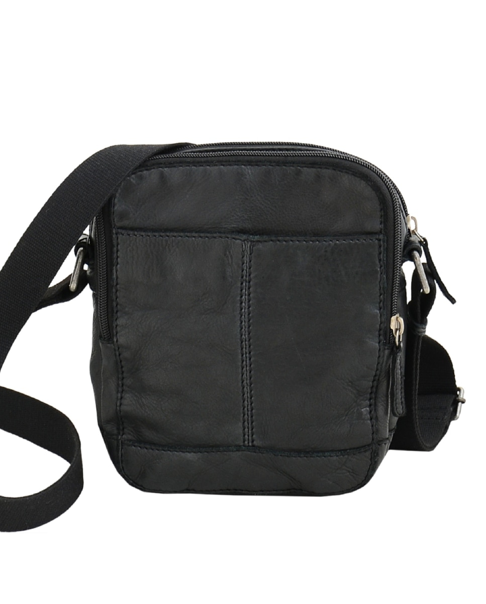 Bolsa de Homem DAKAR Wash em pele de bovino, curtimenta semivegetal lavada com acabamento vintage, em Preto Preto-2