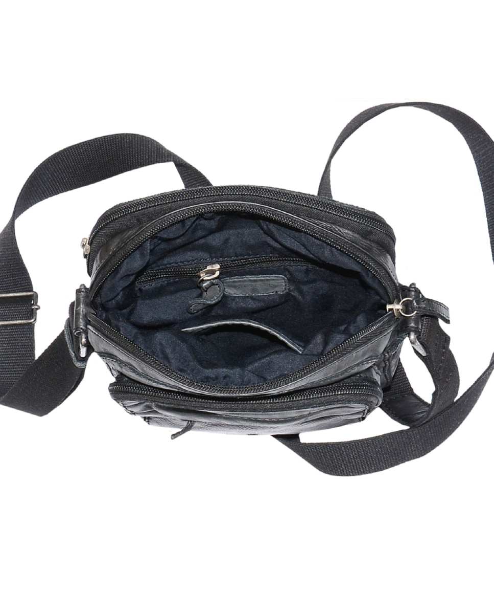 Bolsa de Homem DAKAR Wash em pele de bovino, curtimenta semivegetal lavada com acabamento vintage, em Preto Preto-3