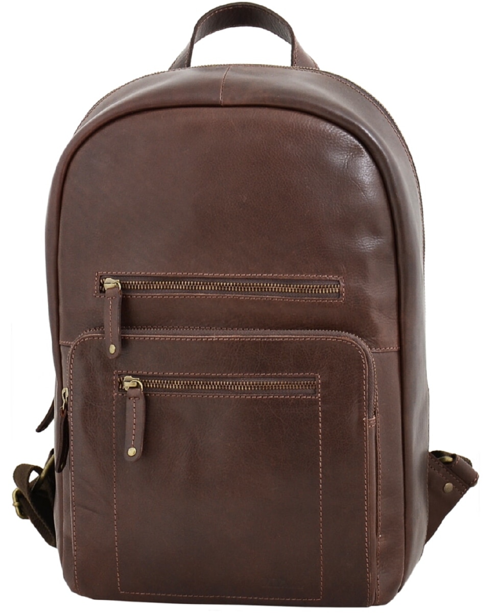 Imagem 0 de Mochila de Homem ADVENTURE em pele de bovino com curtimenta semivegetal e acabamento rústico em Castanho