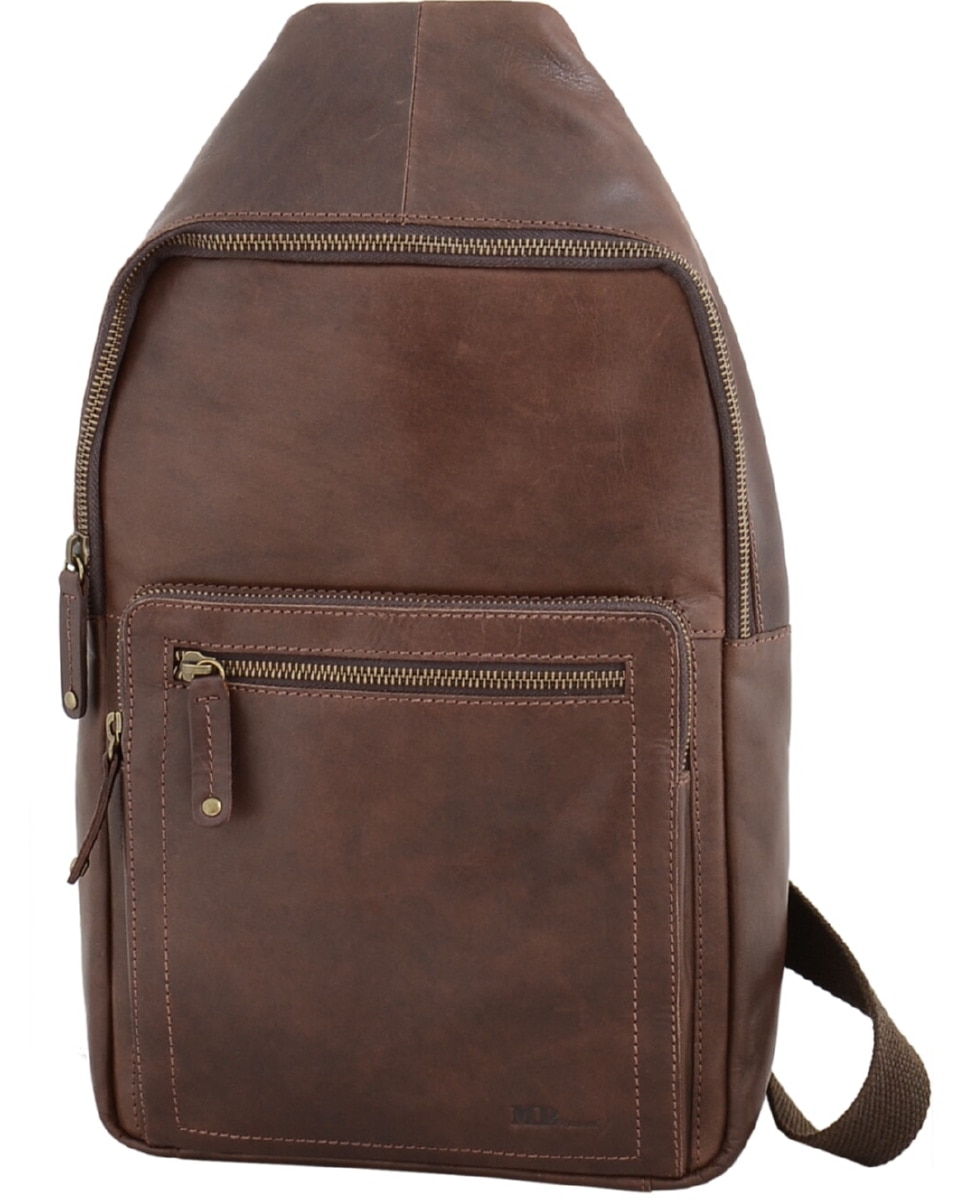 Imagem 0 de Bolsa de Tiracolo de Homem ADVENTURE em pele de bovino com curtimenta semivegetal e acabamento rústico em Castanho