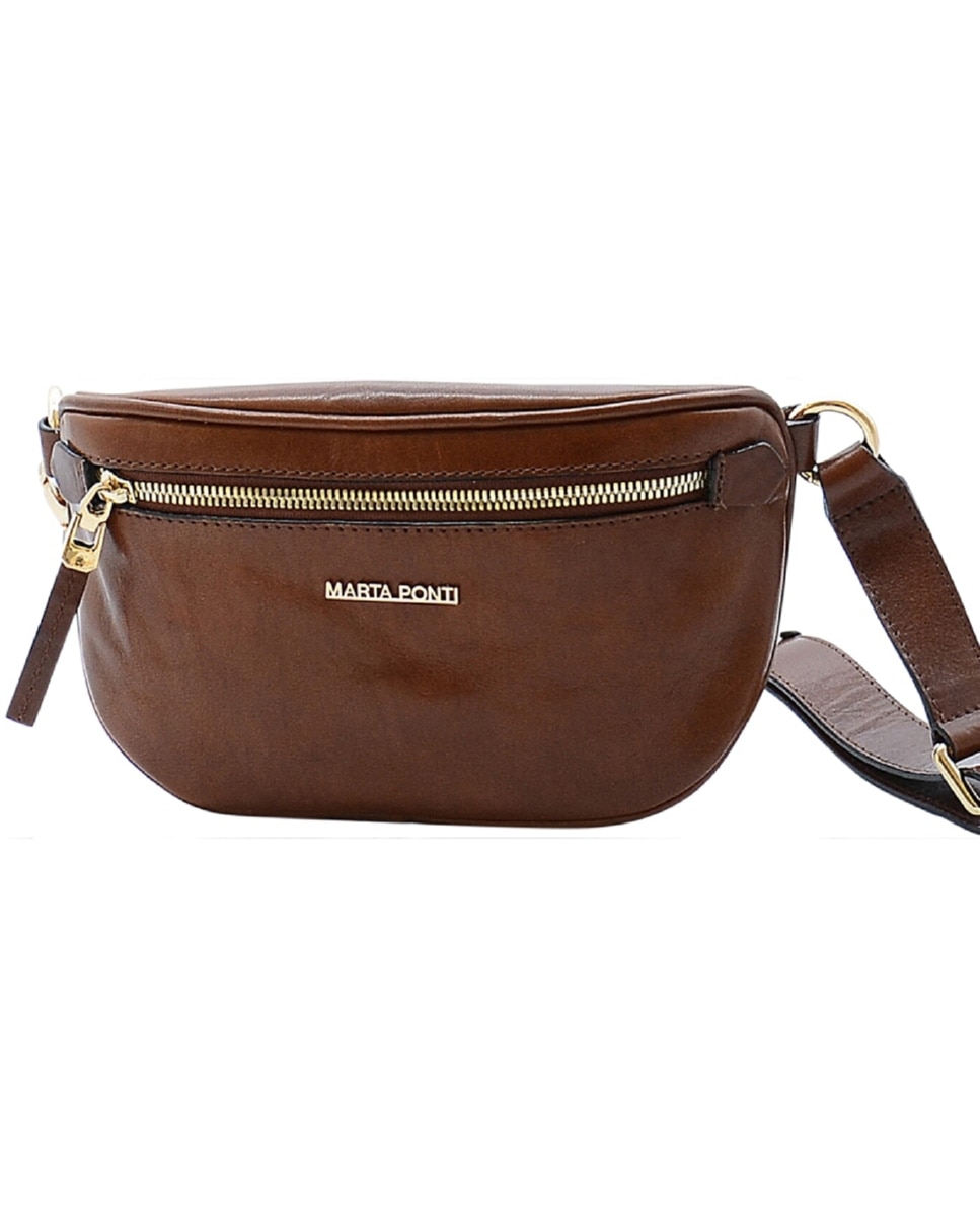 Bolsa de Cintura TROPICAL em pele de bovino com curtimenta vegetal de origem italiana em Conhaque Castanho-claro-2