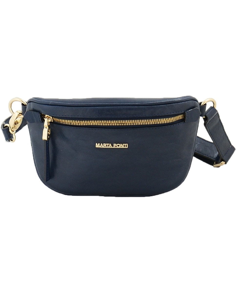 Bolsa de Cintura TROPICAL em pele de bovino com curtimenta vegetal de origem italiana em Azul Azul-2