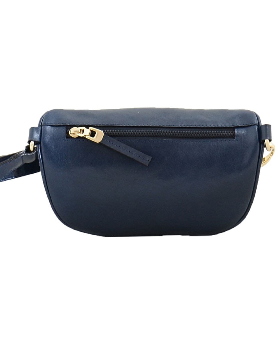 Bolsa de Cintura TROPICAL em pele de bovino com curtimenta vegetal de origem italiana em Azul Azul-3