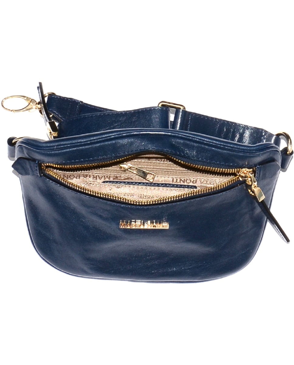 Bolsa de Cintura TROPICAL em pele de bovino com curtimenta vegetal de origem italiana em Azul Azul-4