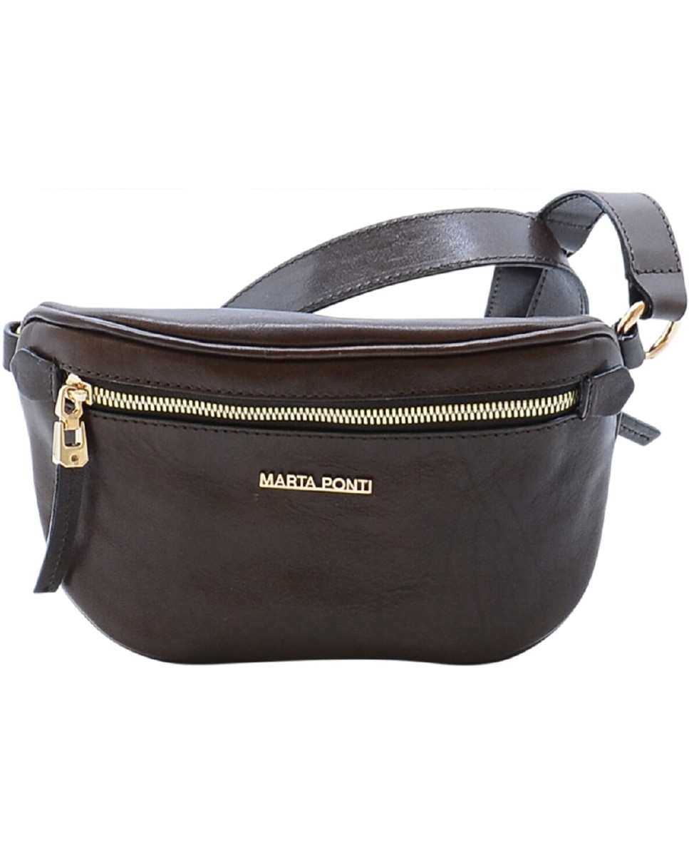 Bolsa de Cintura TROPICAL em pele de bovino com curtimenta vegetal de origem italiana em em Castanho Ruf Castanho-escuro-2
