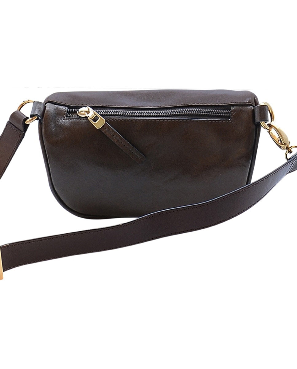 Bolsa de Cintura TROPICAL em pele de bovino com curtimenta vegetal de origem italiana em em Castanho Ruf Castanho-escuro-3