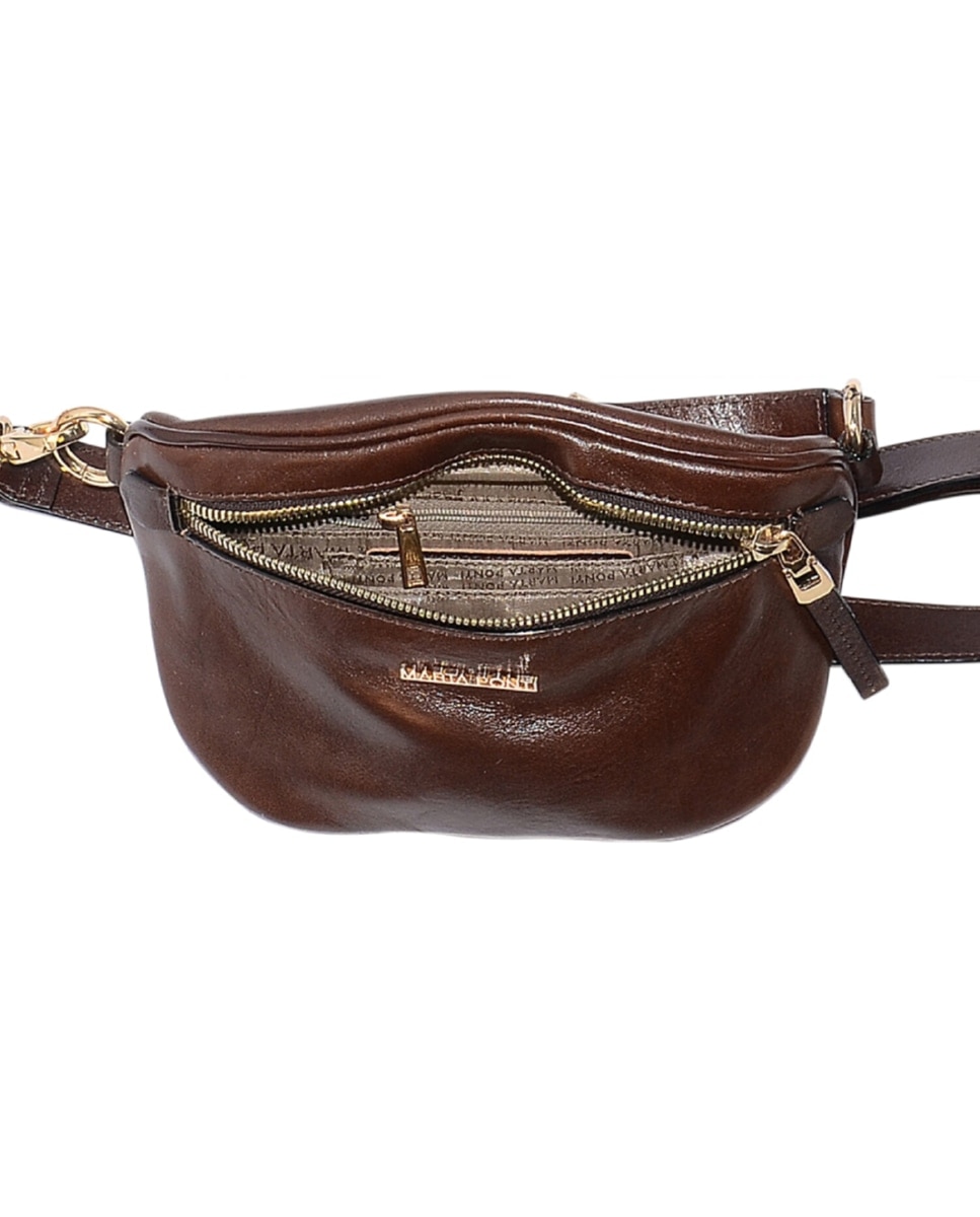 Bolsa de Cintura TROPICAL em pele de bovino com curtimenta vegetal de origem italiana em em Castanho Ruf Castanho-escuro-4