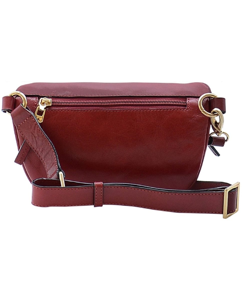 Bolsa de Cintura TROPICAL em pele de bovino com curtimenta vegetal de origem italiana emem Vermelho Vermelho-3