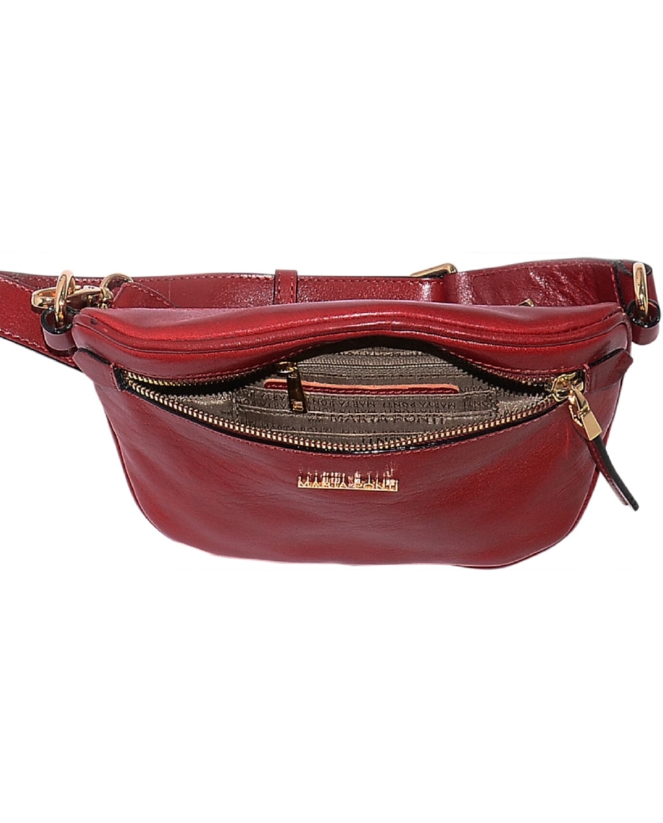 Bolsa de Cintura TROPICAL em pele de bovino com curtimenta vegetal de origem italiana emem Vermelho Vermelho-4