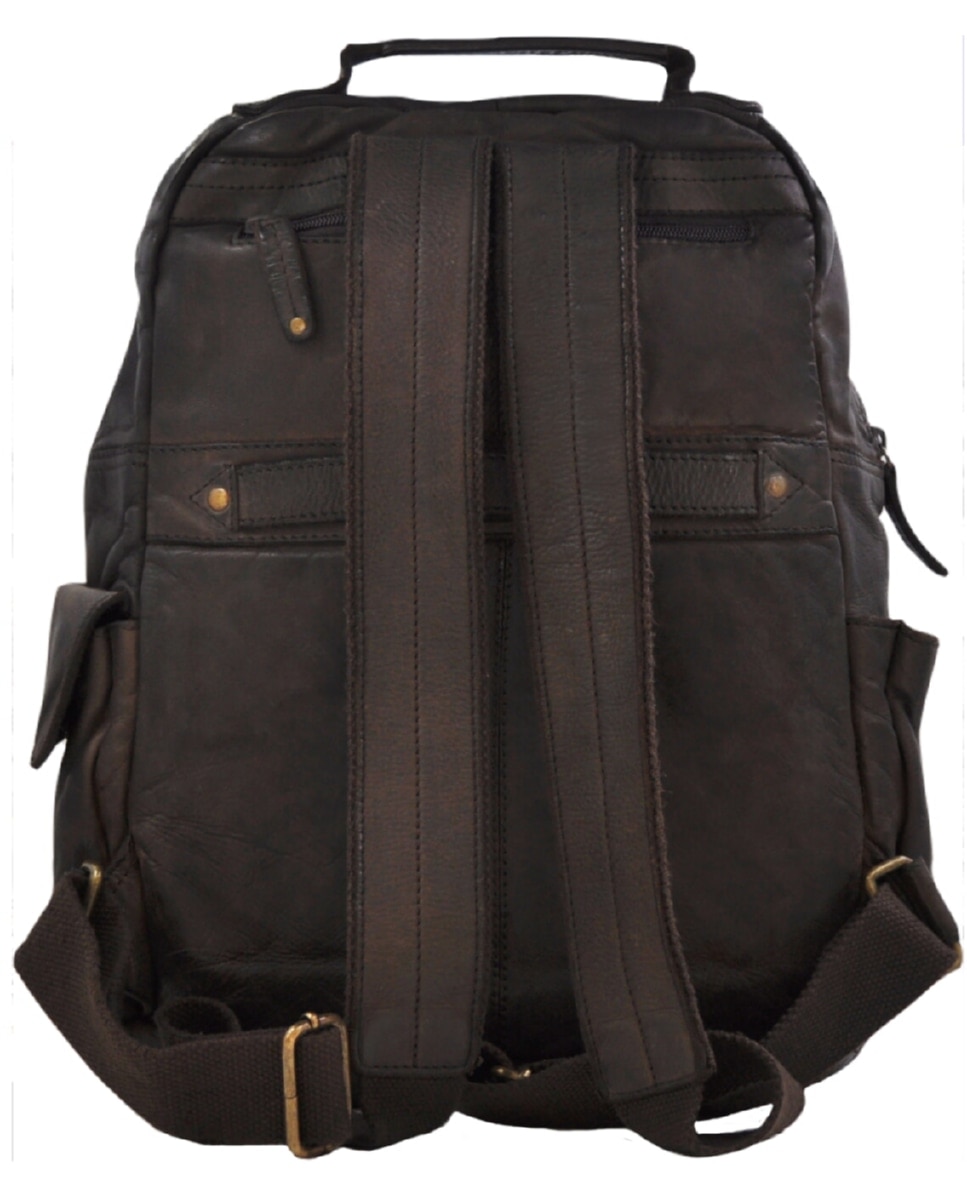 Mochila de Homem OSLO em pele de curtimenta vegetal lavada em Castanho Castanho-2
