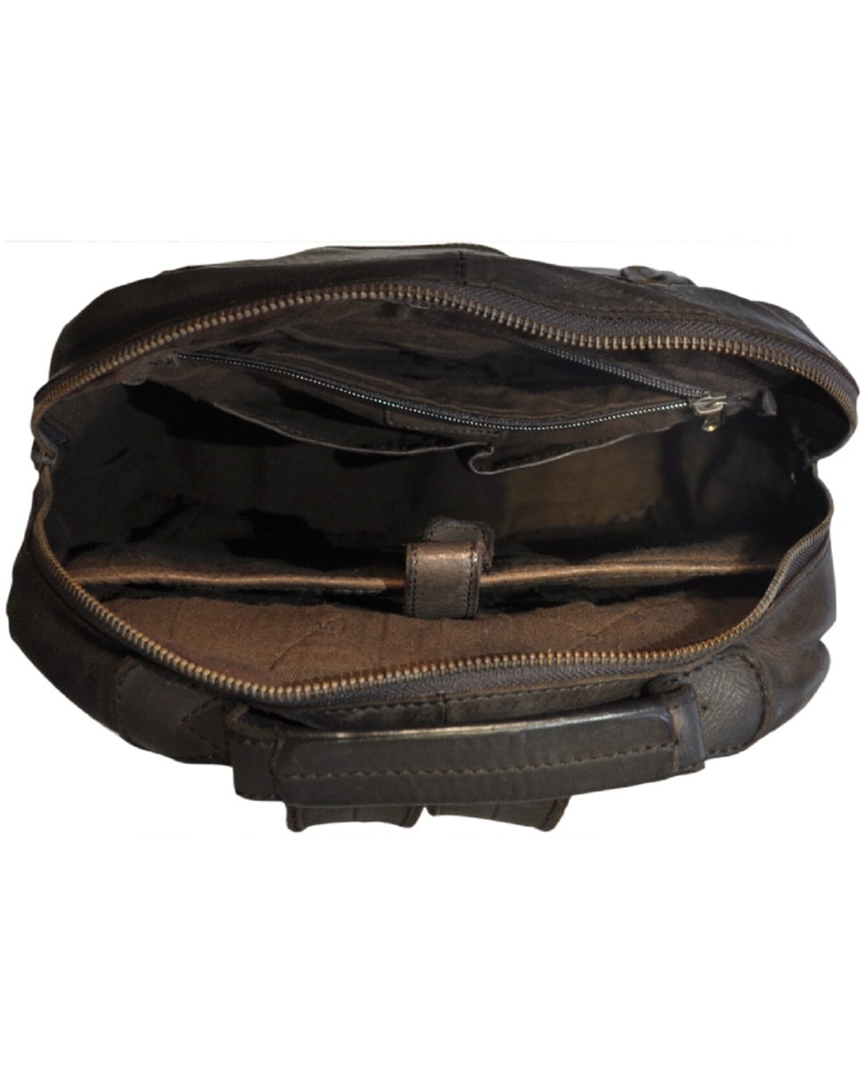 Mochila de Homem OSLO em pele de curtimenta vegetal lavada em Castanho Castanho-3