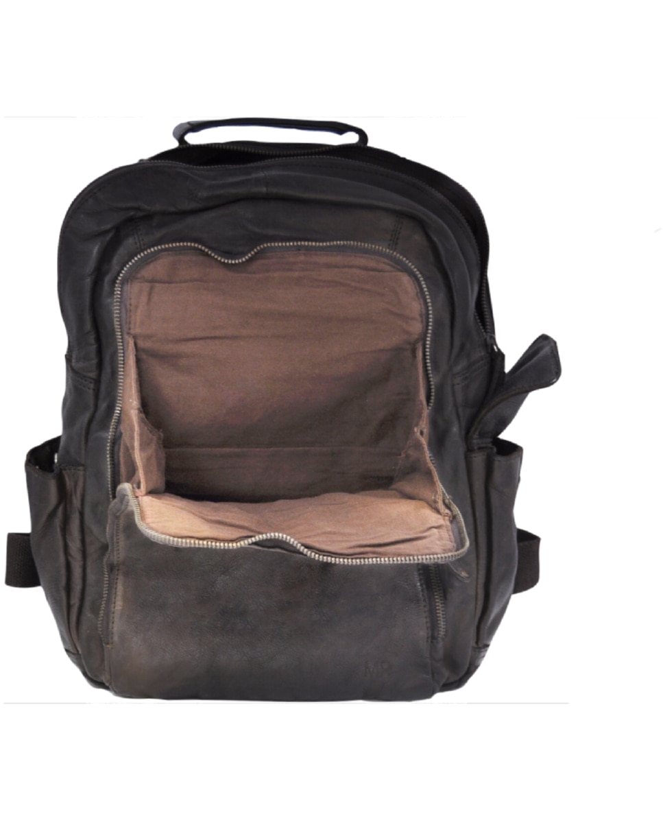 Mochila de Homem OSLO em pele de curtimenta vegetal lavada em Castanho Castanho-4