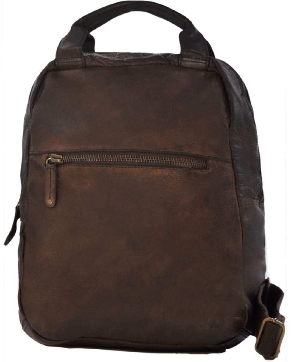 Imagem 0 de Mochila de Homem OSLO em pele de curtimenta vegetal lavada em Castanho