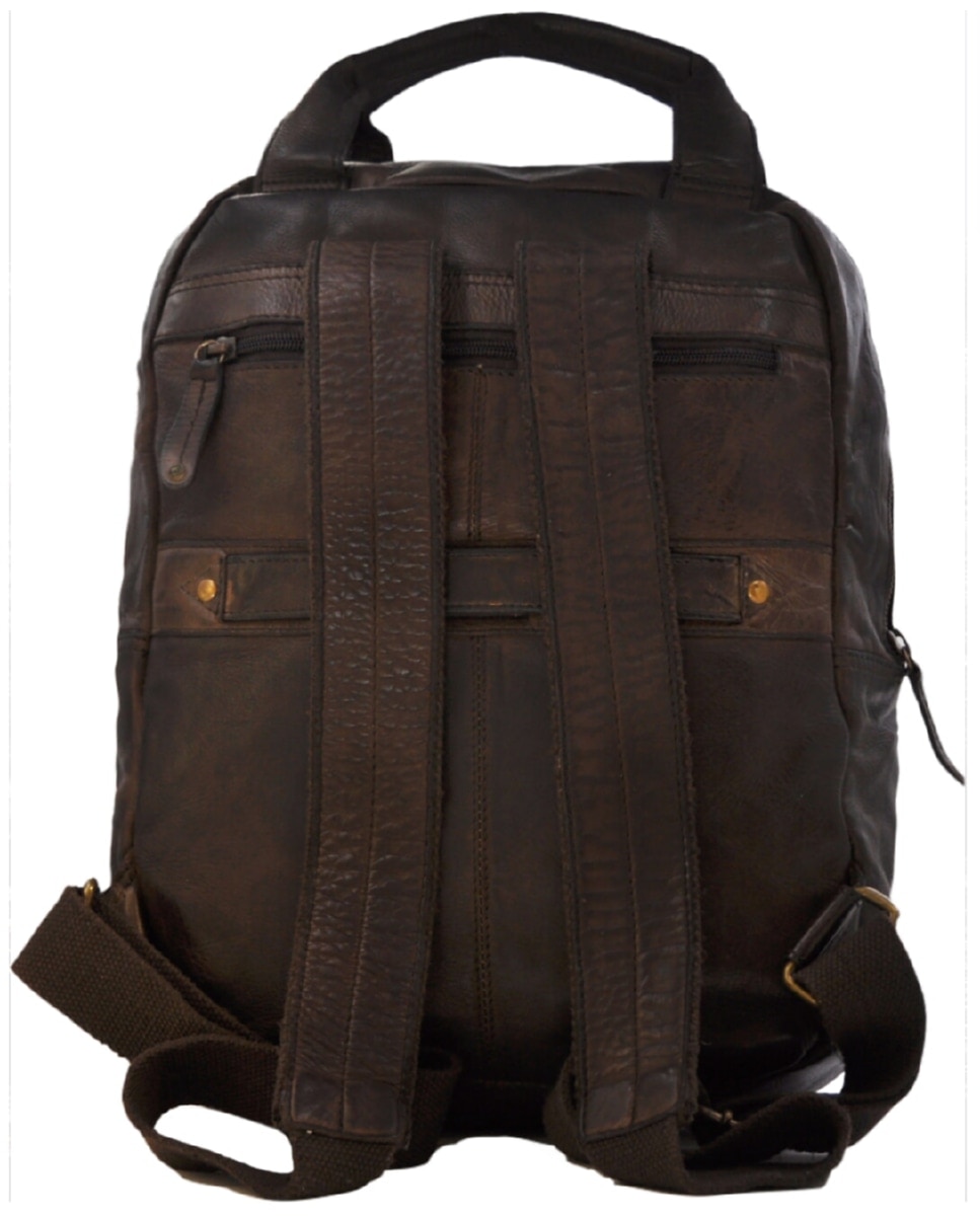 Mochila de Homem OSLO em pele de curtimenta vegetal lavada em Castanho Castanho-2