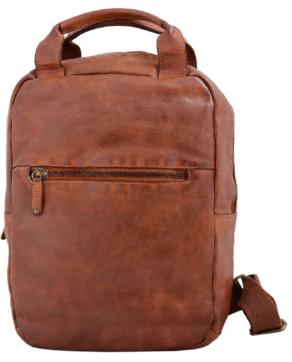 Imagem 0 de Mochila de Homem OSLO em pele de curtimenta vegetal lavada em Camel