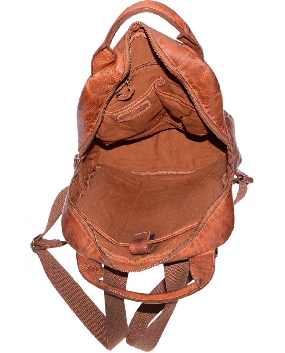 Mochila de Homem OSLO em pele de curtimenta vegetal lavada em Camel Castanho-3