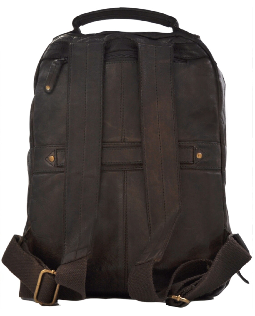 Mochila de Homem OSLO em pele de curtimenta vegetal lavada em Castanho Castanho-2