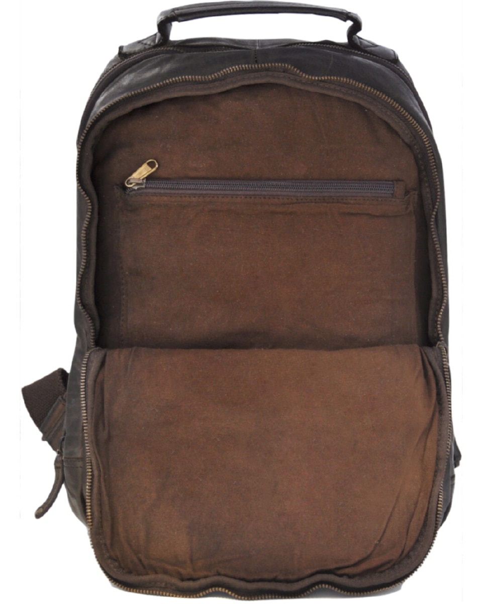 Mochila de Homem OSLO em pele de curtimenta vegetal lavada em Castanho Castanho-4