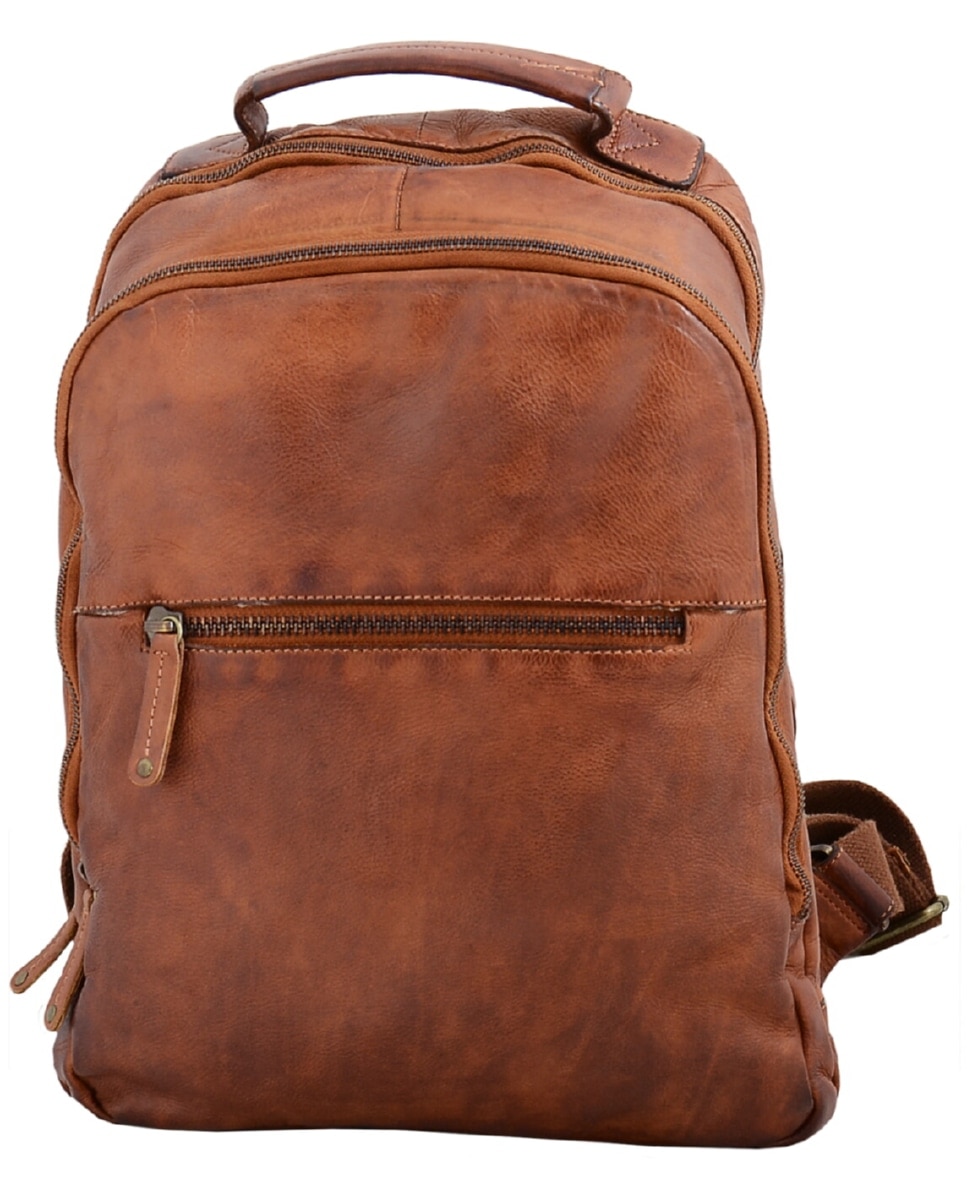 Imagem 0 de Mochila de Homem OSLO em pele de curtimenta vegetal lavada em Camel