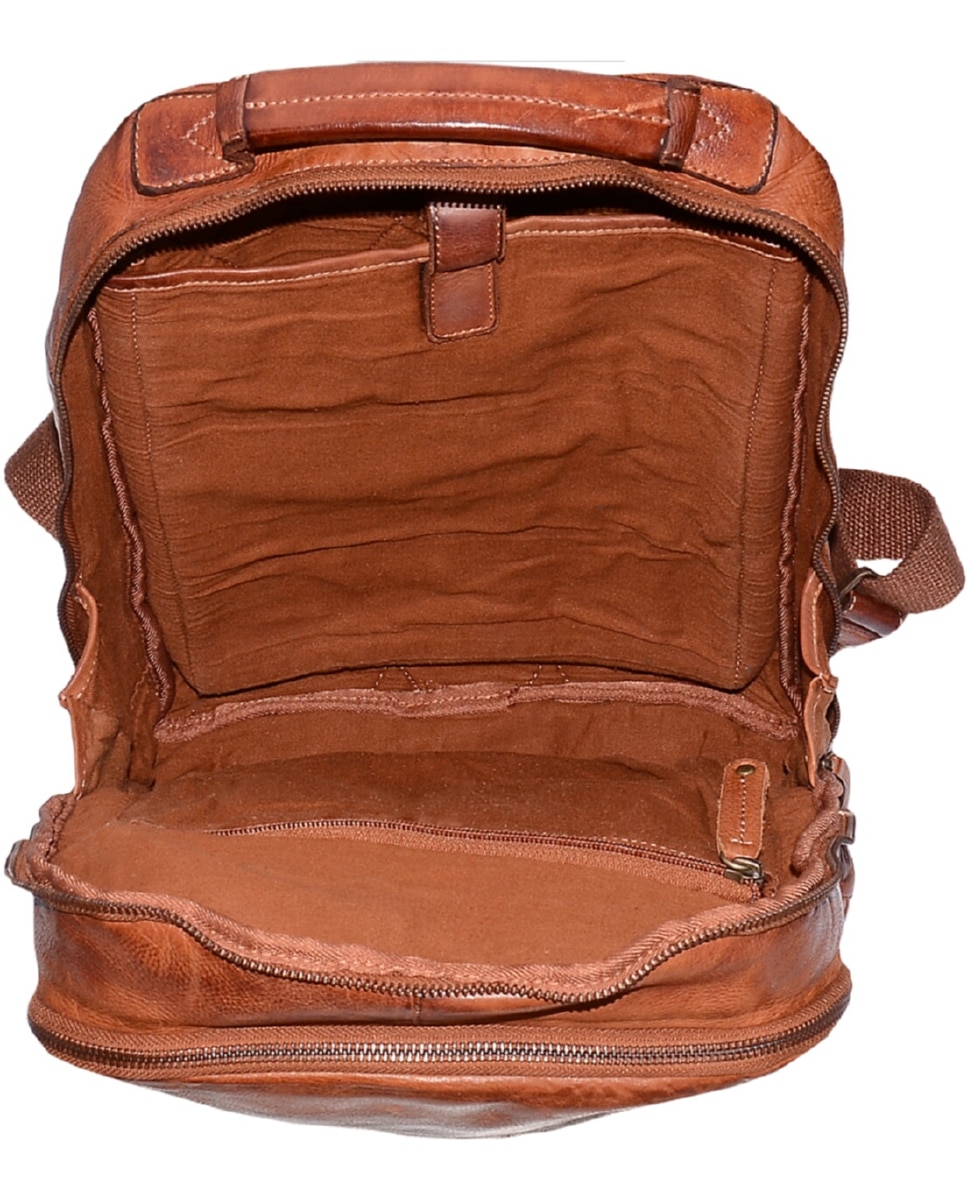 Mochila de Homem OSLO em pele de curtimenta vegetal lavada em Camel Castanho-4