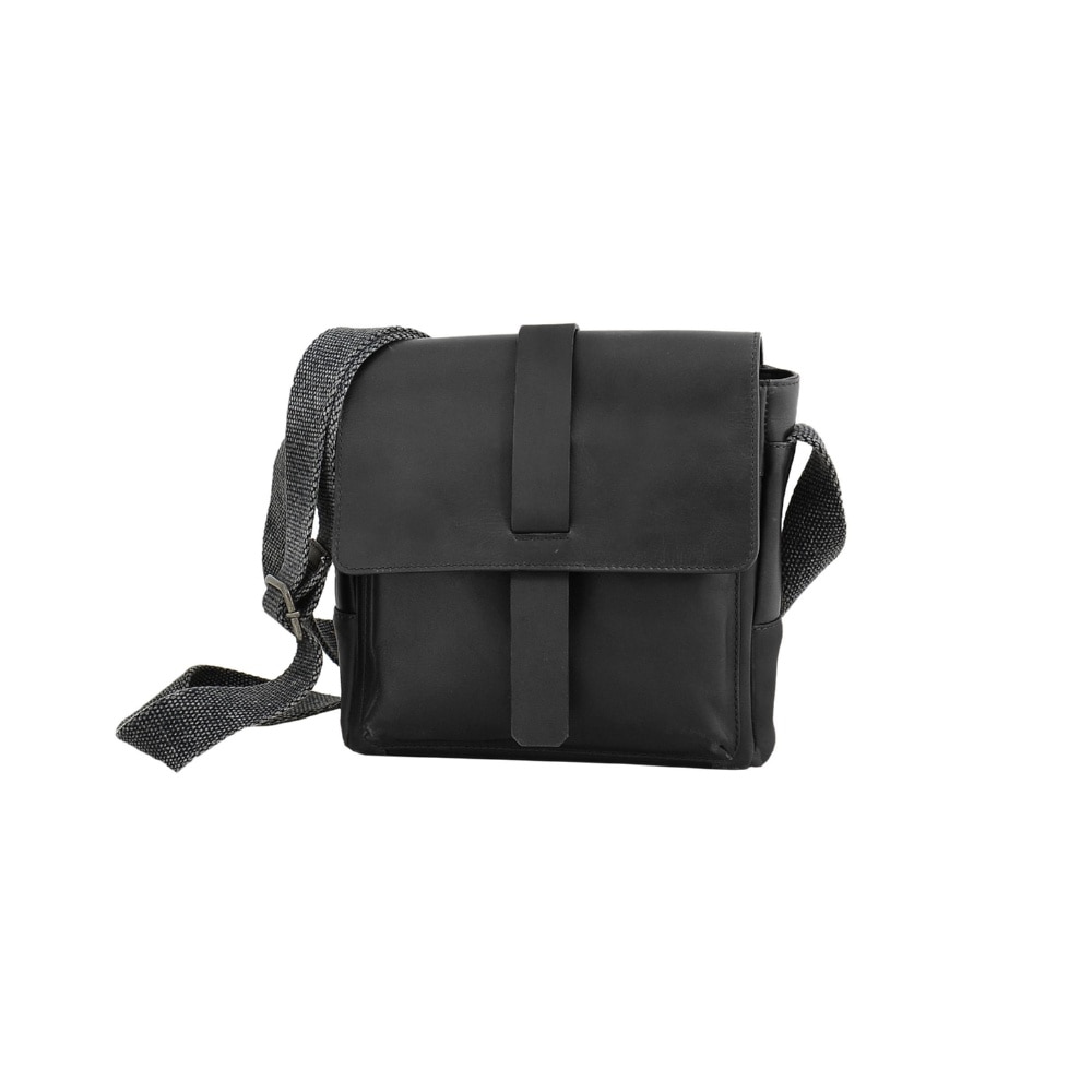 Imagem 0 de Mala Tiracolo MARRAKESH em pele de bovino ensebada com efeito "pull-up" em Preto