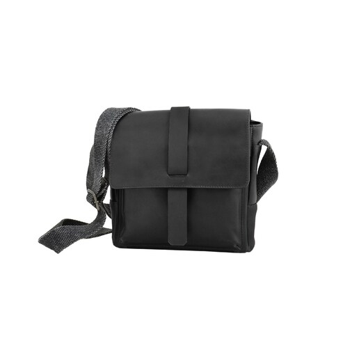 Imagem 0 de Mala Tiracolo MARRAKESH em pele de bovino ensebada com efeito "pull-up" em Preto