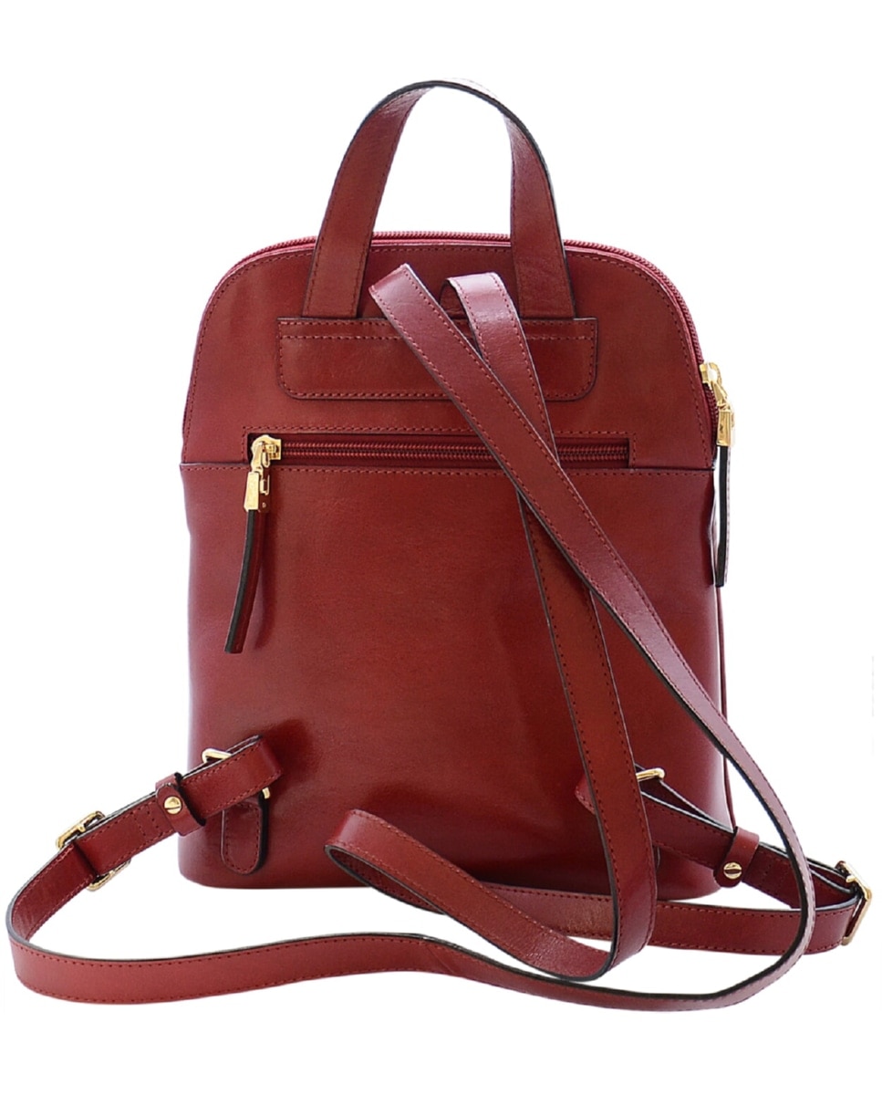 Mochila de Senhora TROPICAL em pele de bovino com curtimenta vegetal de origem italiana em Vermelho Vermelho-3