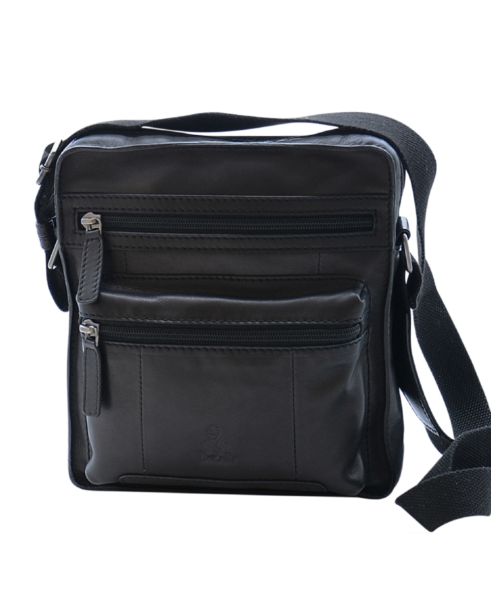 Bolsa de Homem DAKOTA SPRAY em pele de bovino lisa, toque sedoso e acabamento em anilina em Preto Preto-1