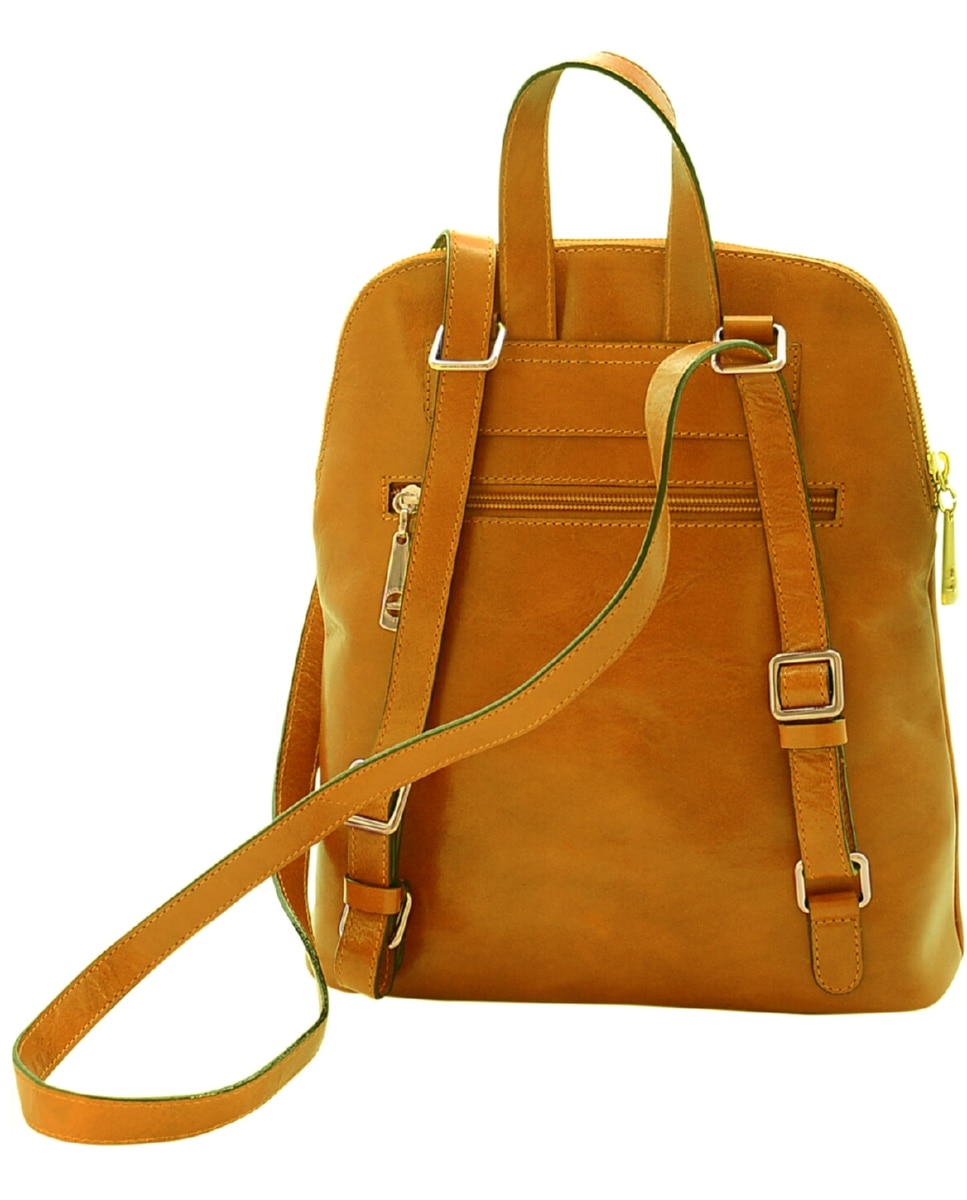 Mochila de Senhora ARIZONA em pele de bovino com curtimenta vegetal de origem italiana em Mostarda Amarelo-3