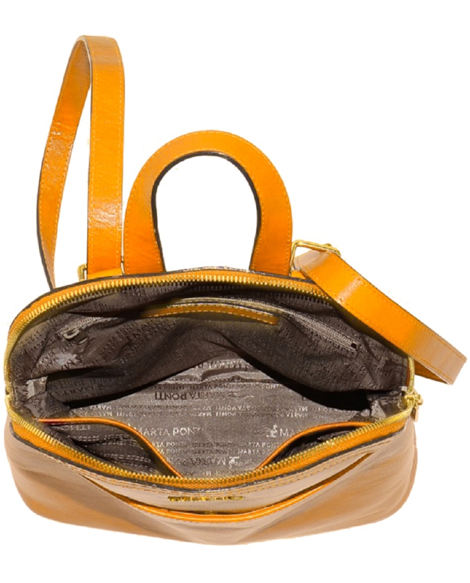 Mochila de Senhora ARIZONA em pele de bovino com curtimenta vegetal de origem italiana em Mostarda Amarelo-4