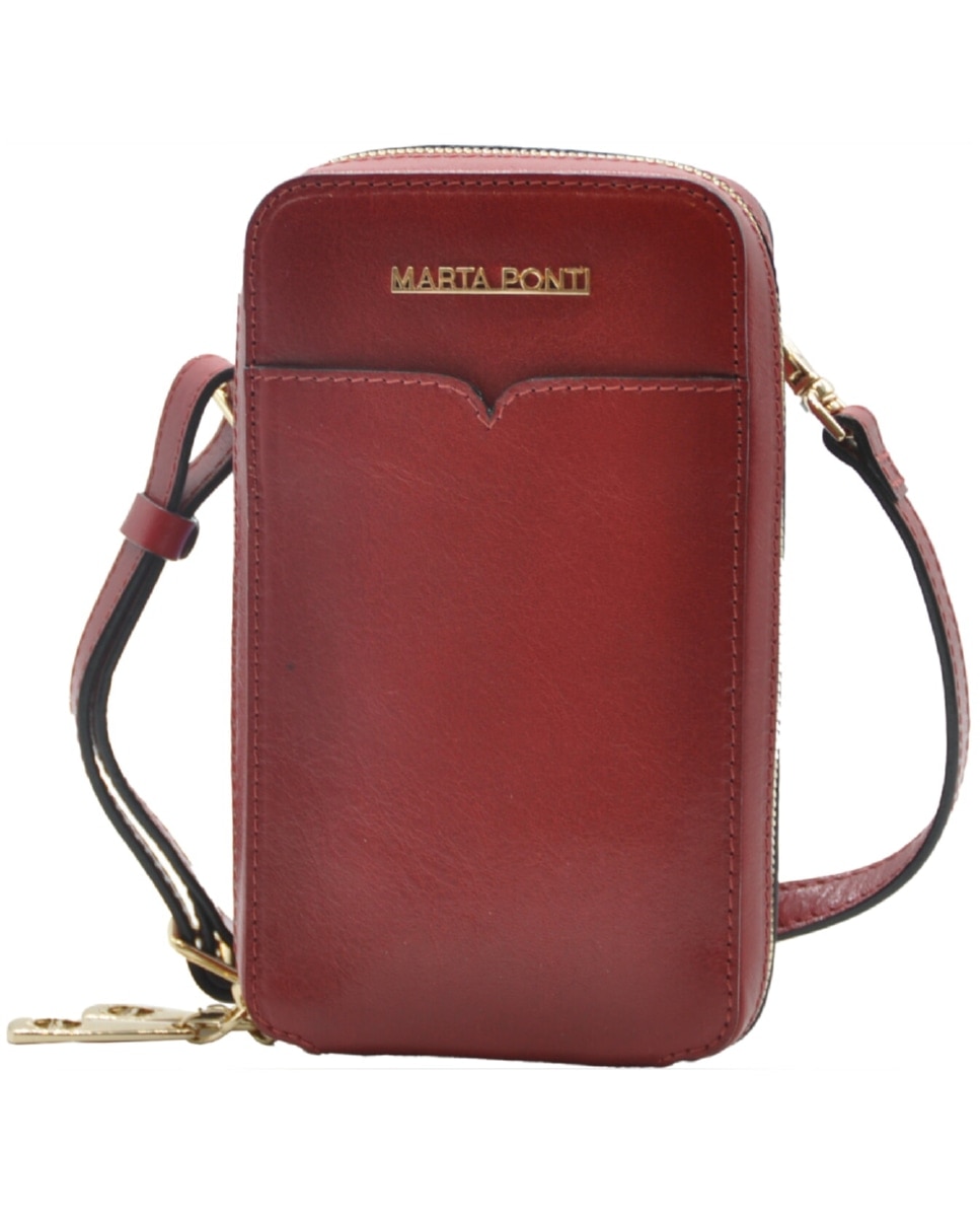 Mala Tiracolo ARIZONA em pele de bovino com curtimenta vegetal de origem italiana em Vermelho Vermelho-2