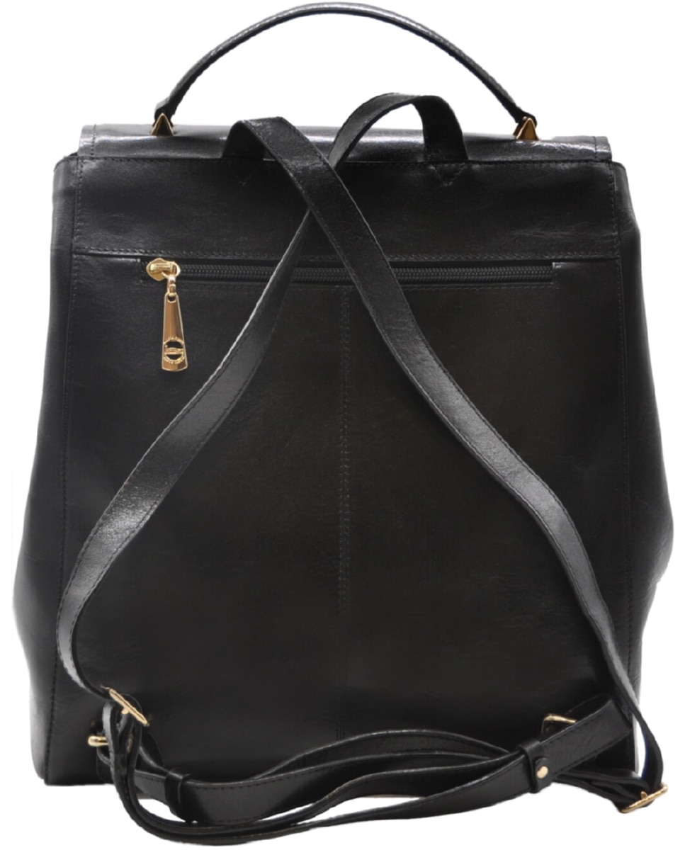Mochila de Senhora ARIZONA em pele de bovino com curtimenta vegetal de origem italiana em Preto Preto-3