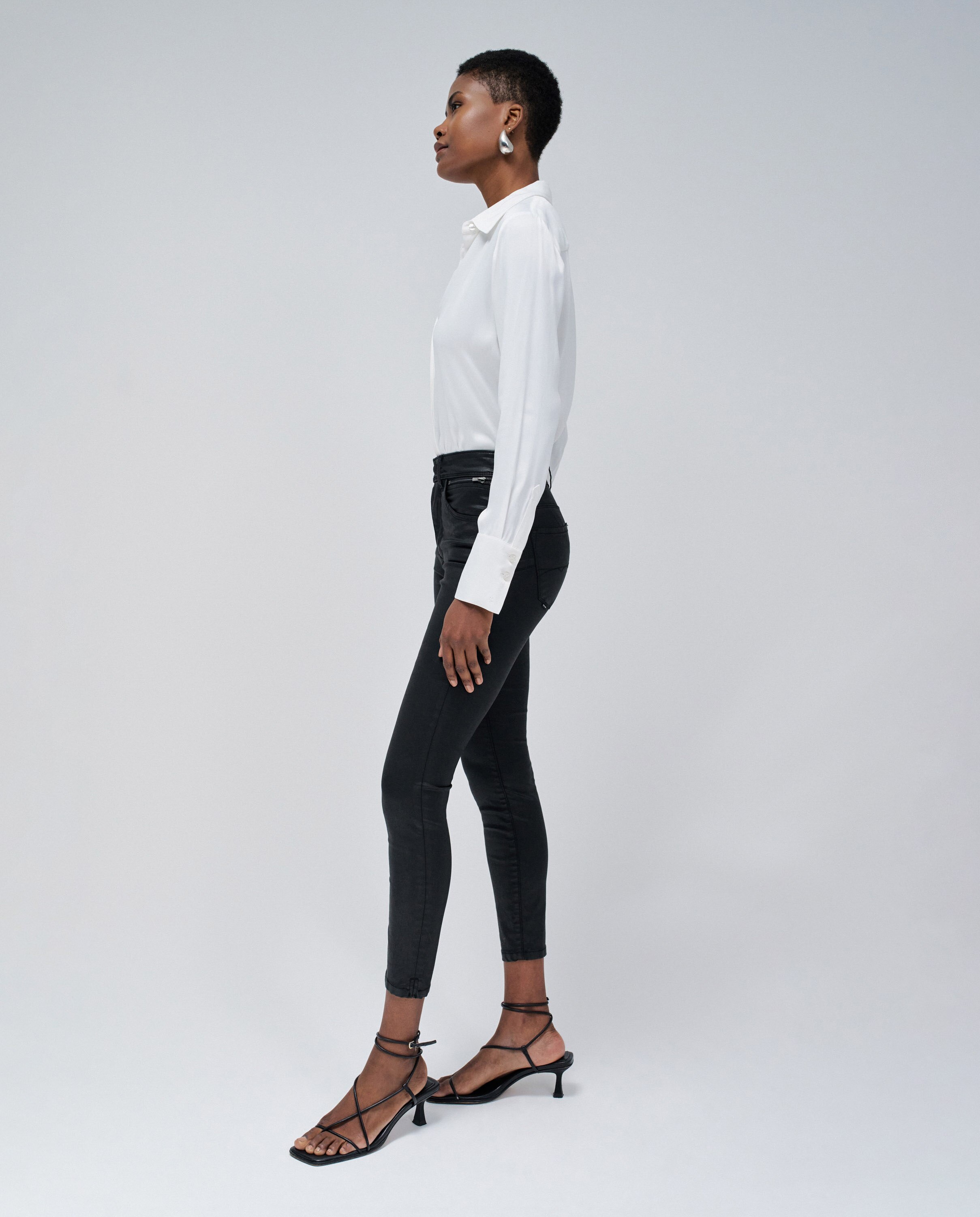 Jeans Faith Push In Cropped Skinny Cinzento-escuro-2