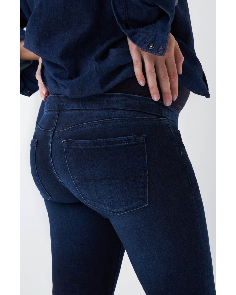 Jeans maternity hope cropped em denim escuro Azul-3