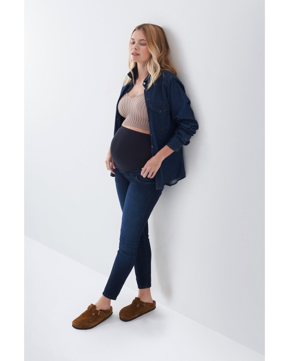 Jeans maternity hope cropped em denim escuro Azul-4