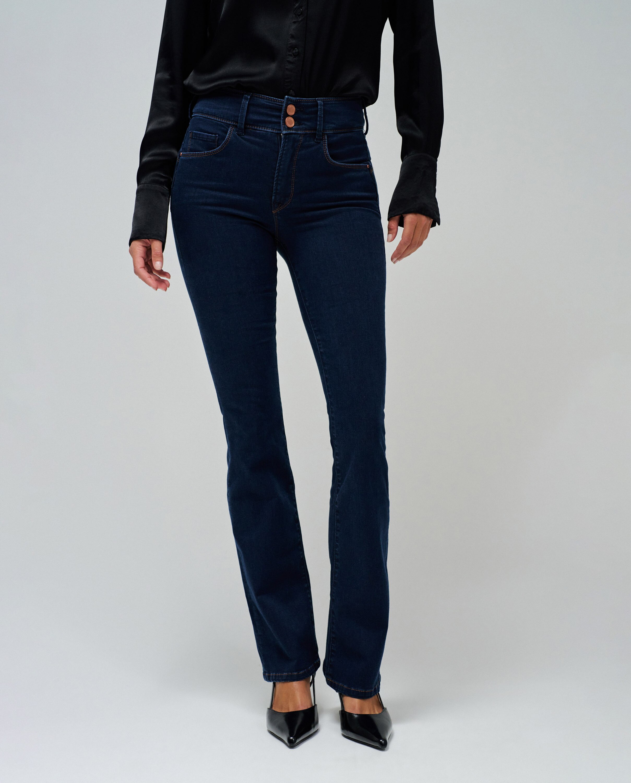 Jeans À Boca de Sino Secret Push In Bootcut de Cintura Média Azul-índigo-5