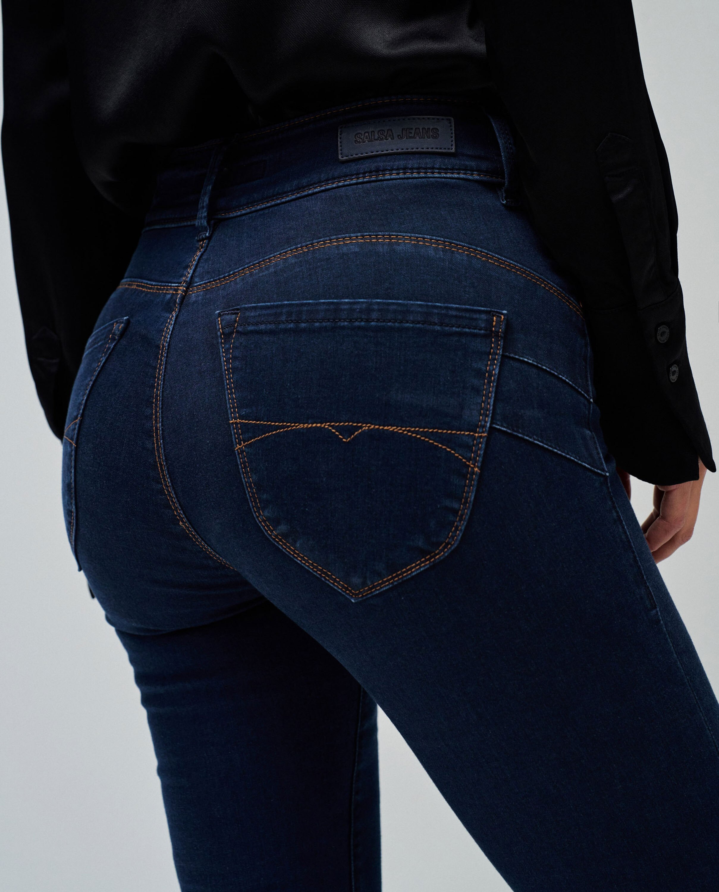 Jeans à Boca de Sino Secret Cintura Alta Push In Azul-4