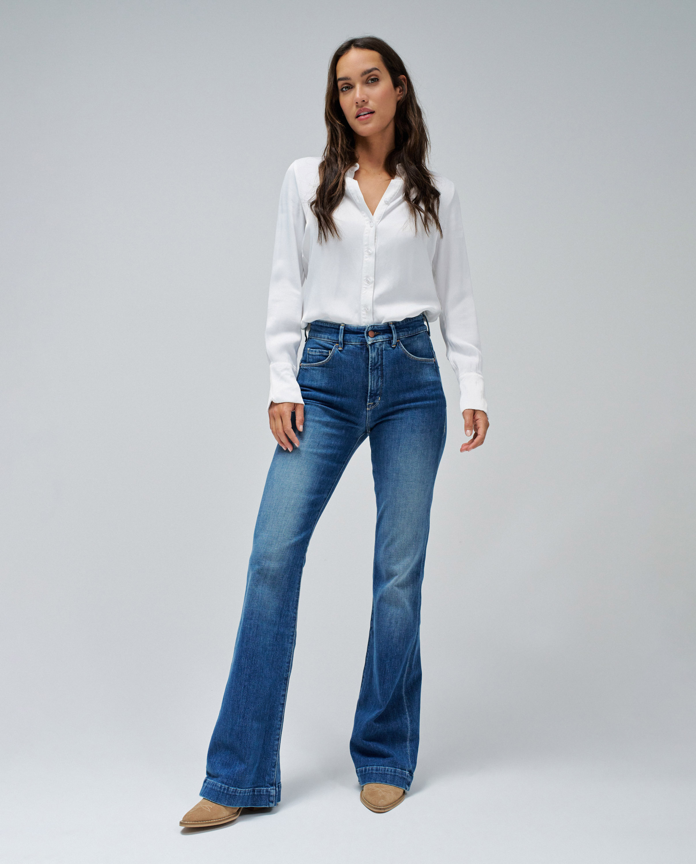 Jeans À Boca de Sino Faith Push In Flare Azul-escuro-1