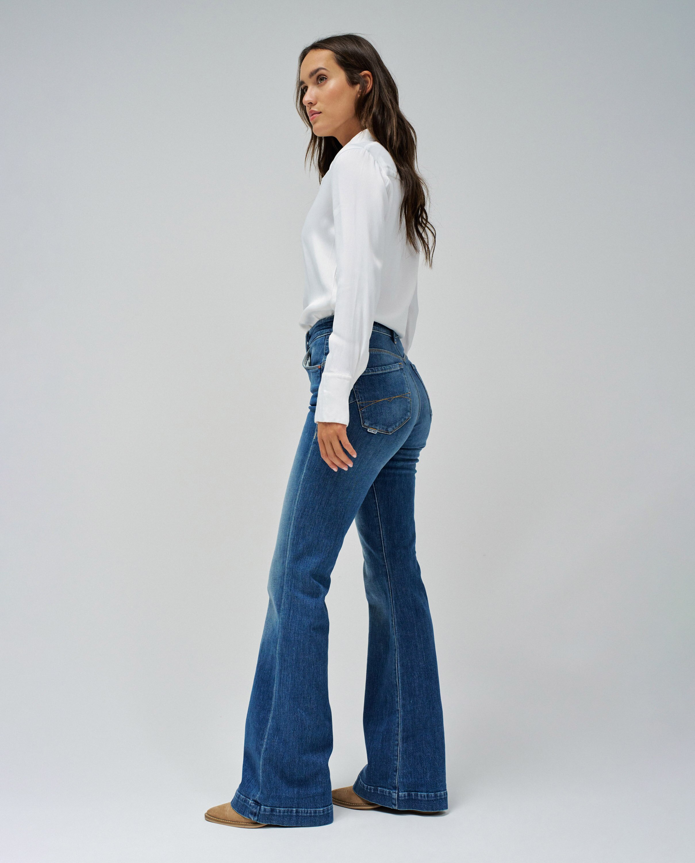 Jeans À Boca de Sino Faith Push In Flare Azul-escuro-2