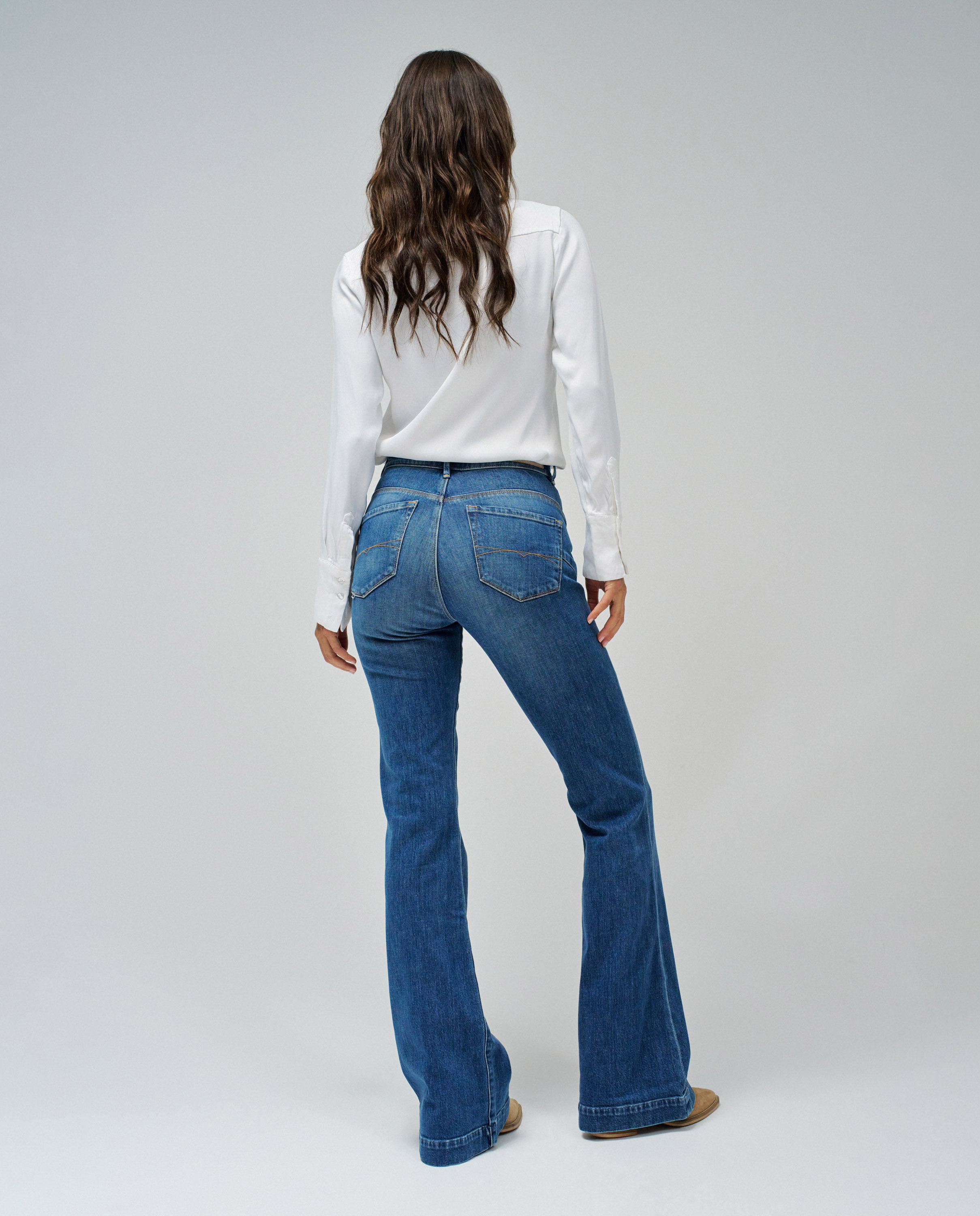 Jeans À Boca de Sino Faith Push In Flare Azul-escuro-3