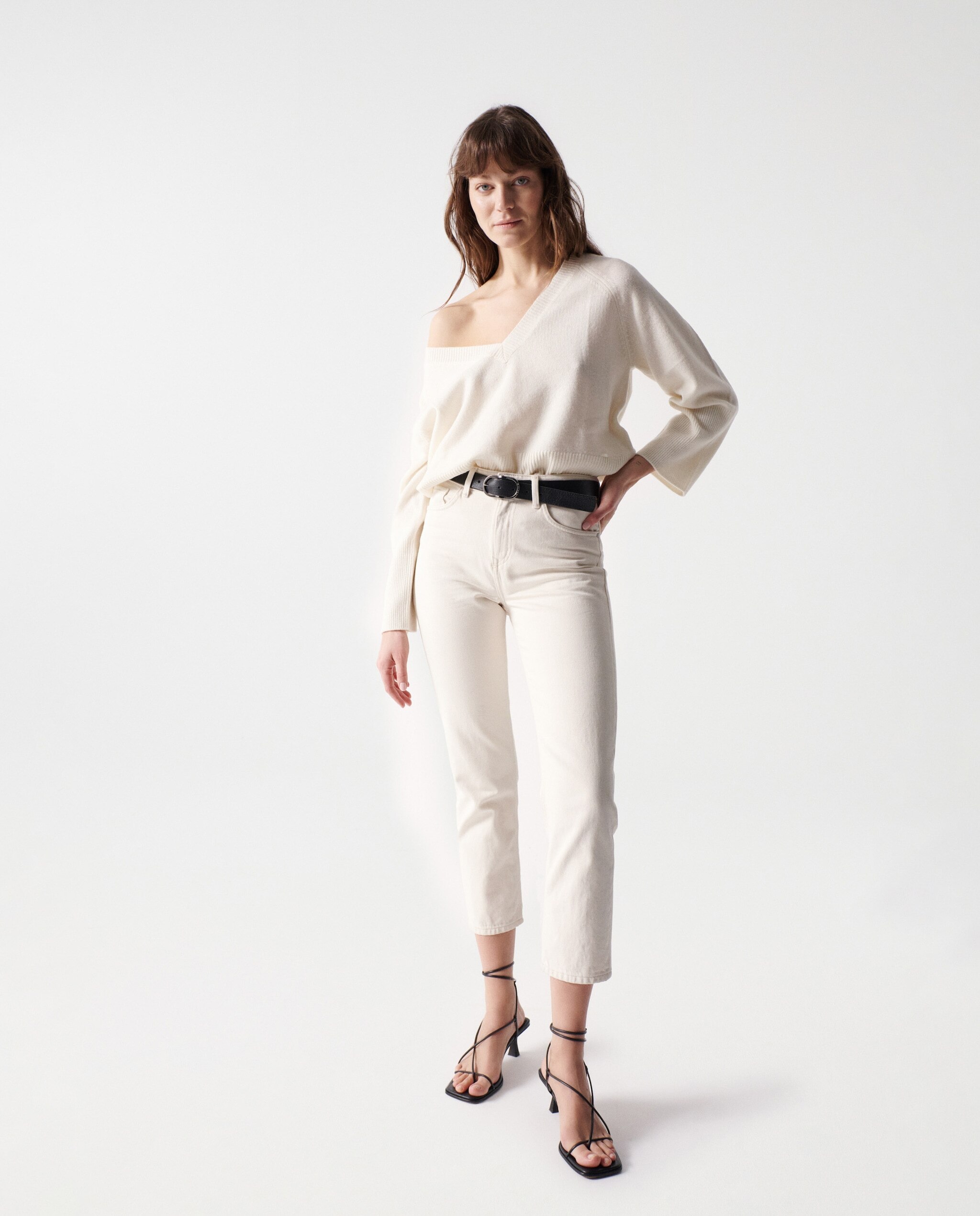 Jeans True Cropped Slim Cru Creme-1
