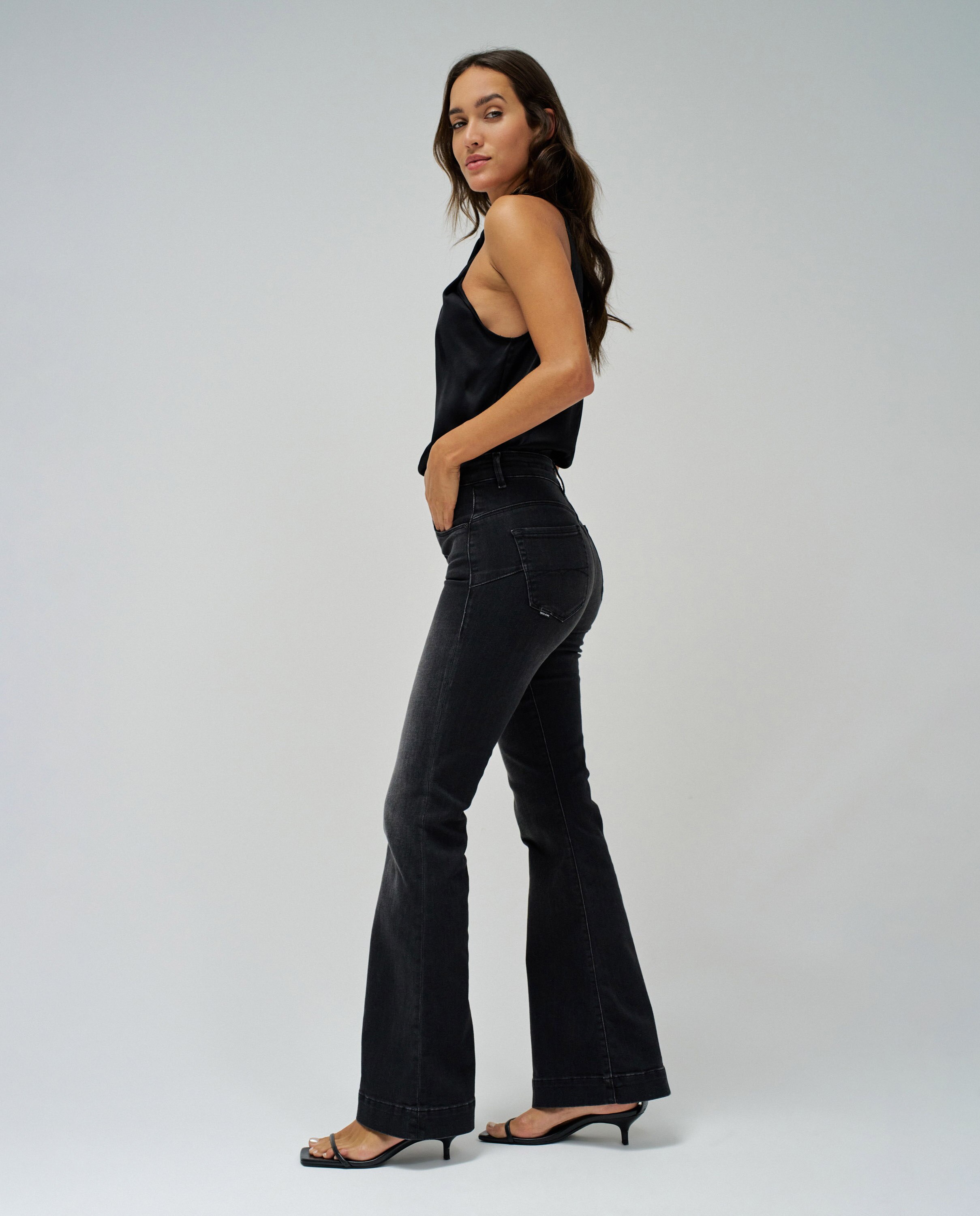 Jeans À Boca de Sino Faith Push In Flare Cinzento-escuro-2