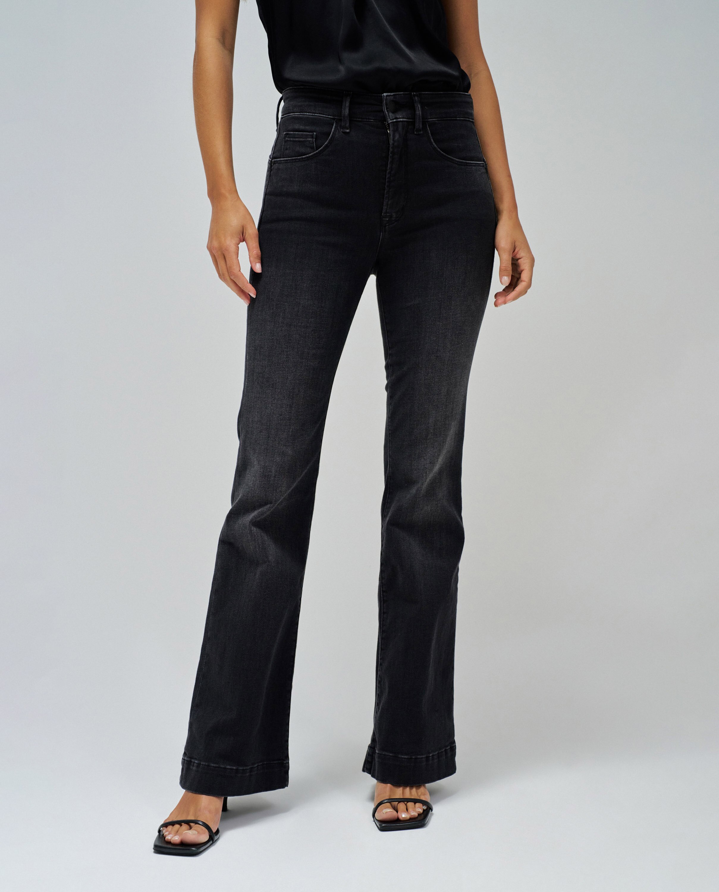 Jeans À Boca de Sino Faith Push In Flare Cinzento-escuro-5