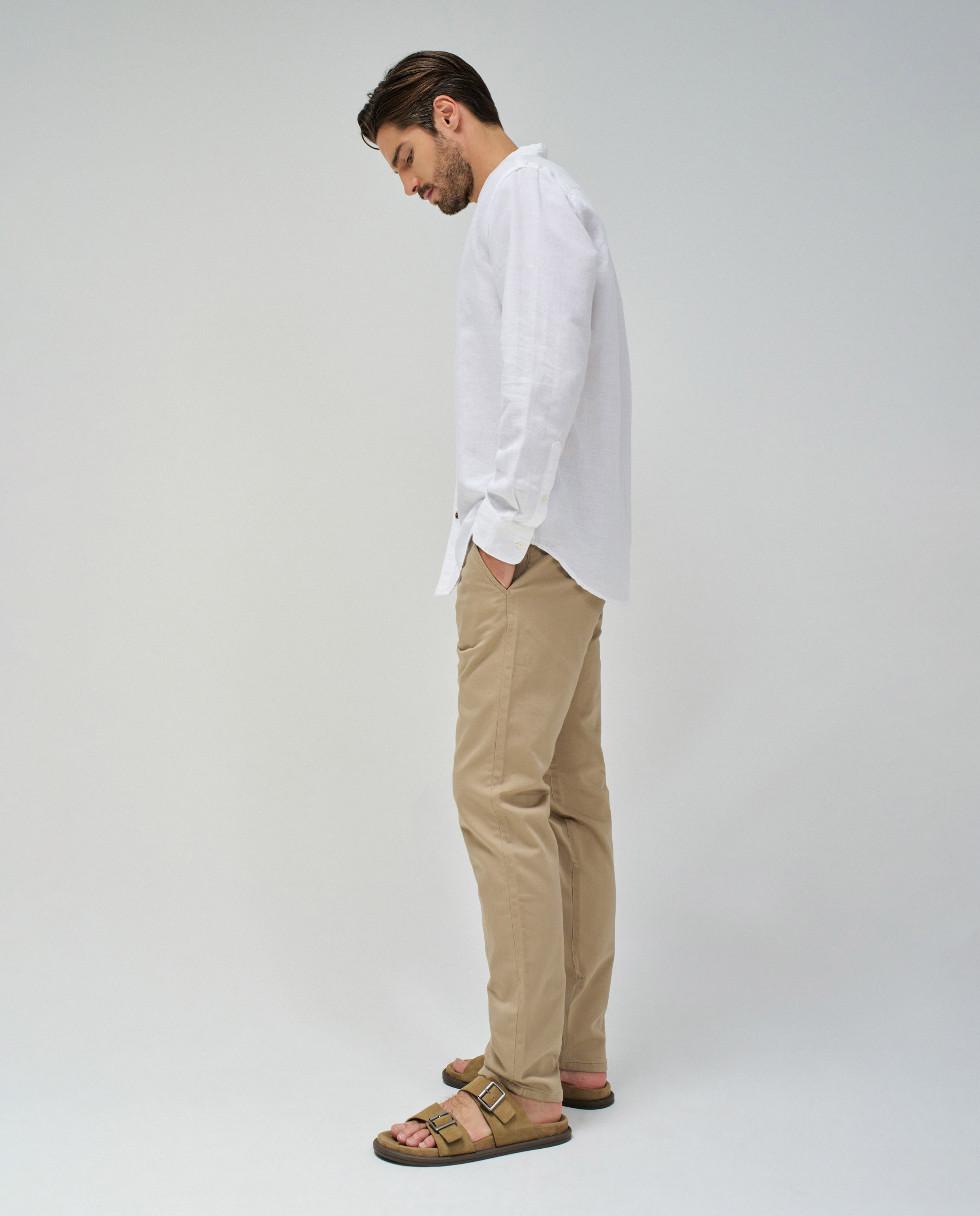 Camisa com Mescla de Linho Branco-2