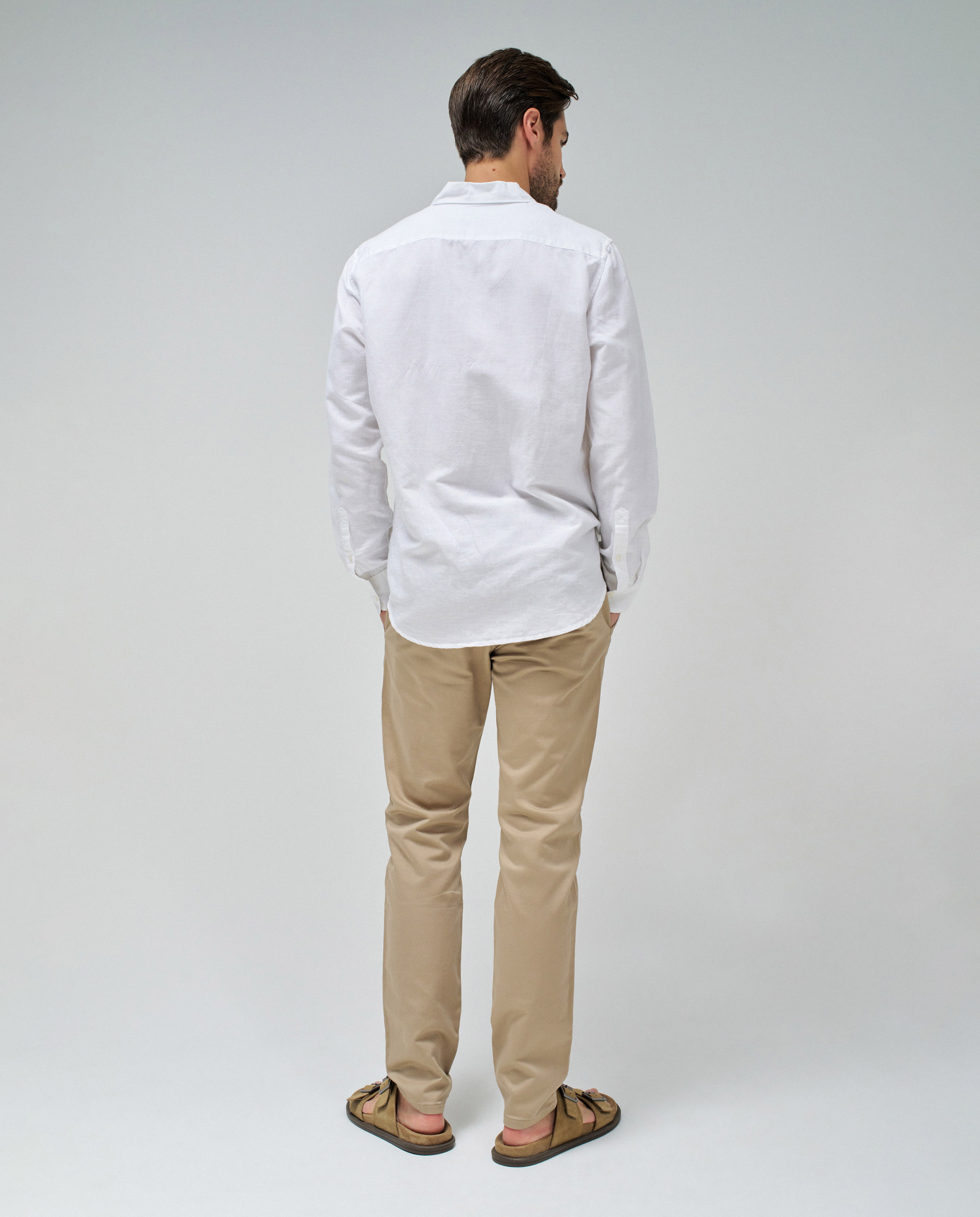 Camisa com Mescla de Linho Branco-3